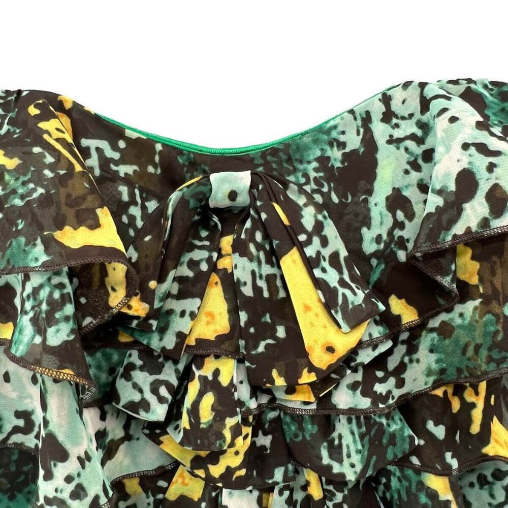 XOXO Womens Large Ruffled Off-Shoulder Top With Abstract Print - Picture 3 of 11